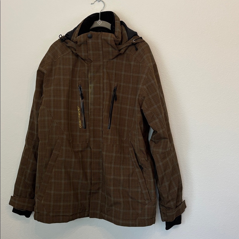 Obermeyer Teton Olive Army Brown Green Plaid Ski Jacket